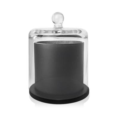 China ECO-frendly 4oz 11oz 23oz sprayed color dome black white amber glass candle holder with glass cover for sale