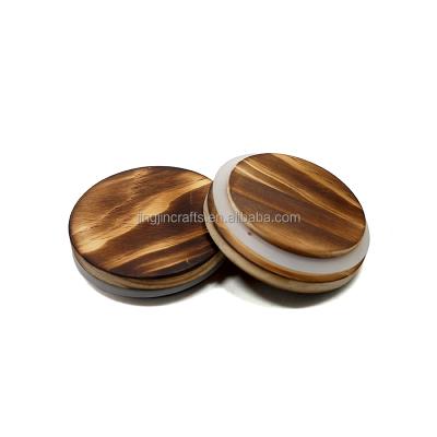 China ECO-frendly wood lid for candle holder round square glass jar wooden cap for sale