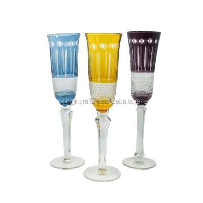 China ECO-frendly Cased Champagne Flutes Bohemia Glass Hand Carved Wine Glasses for sale