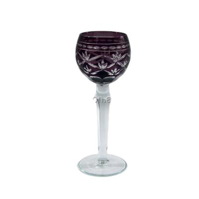 China Eco-Friendly Bohemian Czech Purple Hand Cut Glass Stemware Crystal Stems Goblets Wine Glasses for sale