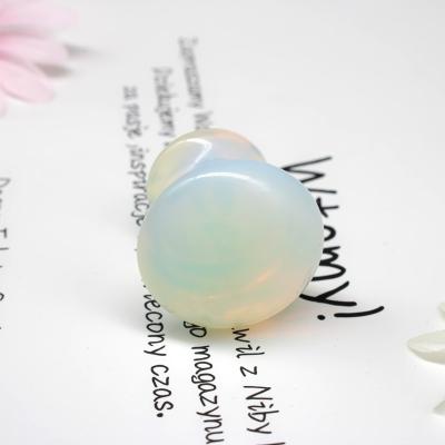 China Wrinkle Remover Eye Massager Tools Opal Natural Opalite Real Stone Eye Flowie Gua Sha Mushroom Shape Eye Massage Stone for sale