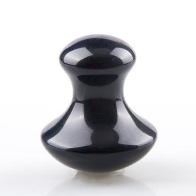 China Face Lift Spa Massage Mushroom Shape Rock Black Obsidian Stones Body Massage Gua Sha Scraper Hot Stone Tools for sale