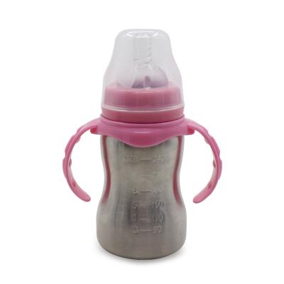 China Factory 304 Stainless Steel Baby Glass Bottle PORTABLE Newborn Wide-Caliber Anti-Colic Milk Quick Rinse Overnight Cute Water Bottle for sale