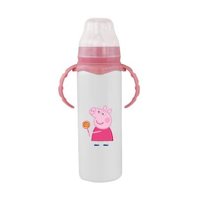 China 8oz PORTABLE Kids DIY Sublimation Tumbler Stainless Steel Baby Milk Bottle With White Case Seamless Water Bottle For Baby Shower Gift for sale