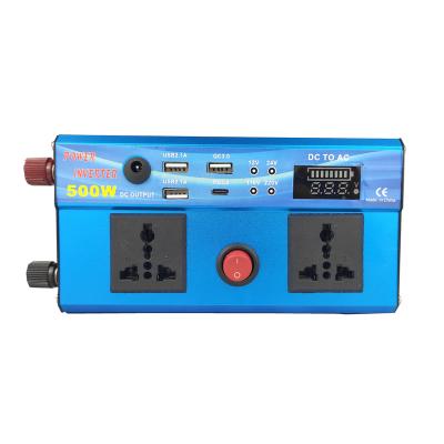 China Car/AC 220v Inverter 500W Outdoor Type-C 12v DC Modified Sine Wave Car Power Inverter With DC 12V Output for sale