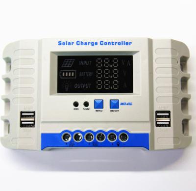 China Automatic Solar Charger Controller PWM Solar Panel Controller Dc 12v 24v Adaptation 10A Solar Charge Controller With 4 USB Ports LCD Display for sale