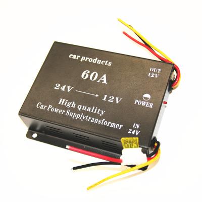 China High Quality Dual Power Transformer Car Power Supply Car Fan 24v DC to 12v DC Converter 60A for sale