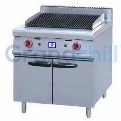 China Grilling Restaurant Hot Sale Gas Lava Rock Flat Grill With Vertical Cabinet for sale