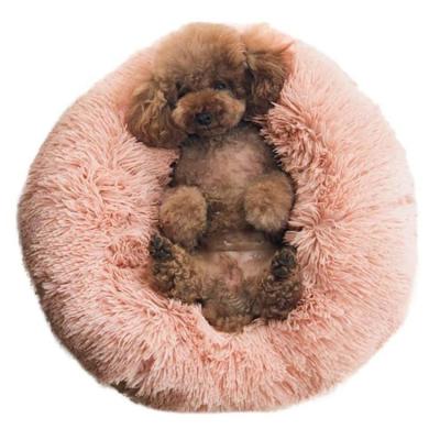 China Cozy Sleeping Fur Donut Cuddler Dog Bed Kitty Teddy Kennel Cat Cushion Bed Viable Comfortable Pet Beds for sale