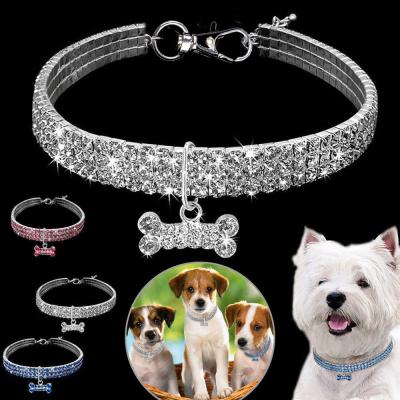 China Diamond Pet Dog Necklace Luxury viable Cat Dog Diamond Collar noble for sale