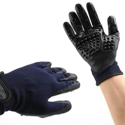 China Viable Black Pet Grooming Mitt Massage Glove Pet Hair Removal Gloves Sweep Pet Bath Grooming Glove for sale