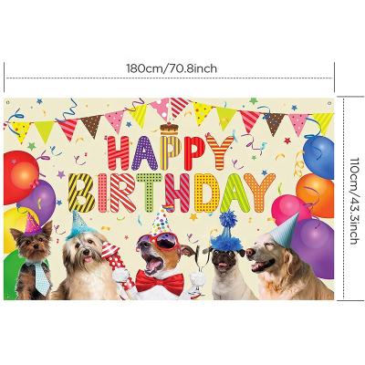 China Festival Decoration Pet Birthday Party Decorations Purse Happy Birthday Backdrop Banner Puppy Photography Background Banner for sale