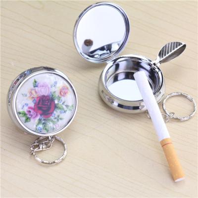 China New Design Cute Mini Ashtray Portable Outdoor Travel Mirror Pocket Ash Tray Fashion Ashtrays Promotional Car for Women and Man for sale