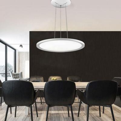 China Luz De Round Lampara Colgante Colgante Lampara Modern Residential Modern Residential Bedroom Modern Black White Silver Led Ceiling Hanging Smart Led Panel Light for sale