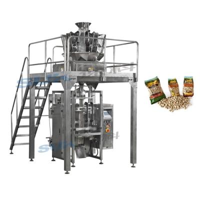 China Automatic Food PLC Control Banana Dried Fruit Vertical Snacks Chips Packing Machine with Multiple Head Weigher for sale