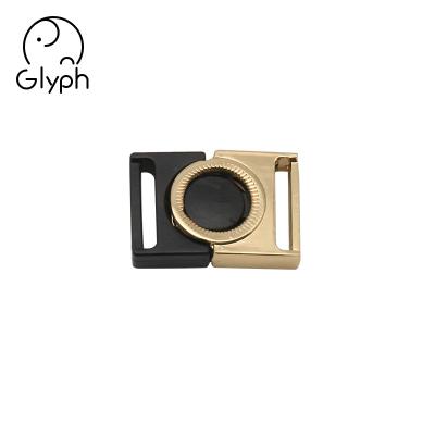 China Washable Black and Gold Metal Press Release Front Buckle Press Center Clasp for sale