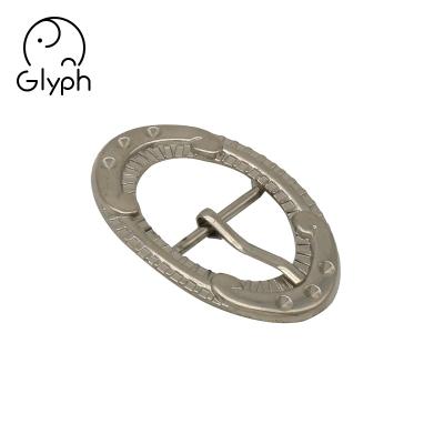 China 25mm Oval Metal Pin Washable Zinc Alloy Silver Belt Buckle Around Floral Round Buckle 20mm for sale