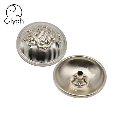 China Fashion Design Metal Viable Custom Logo Plated Snap Leg Blazer Buttons For Clothes for sale