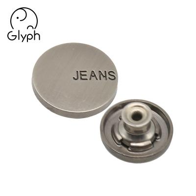 China Sustainable Fashion Brushed Silver Custom Logo Metal Jeans Button And Rivets For Denim for sale