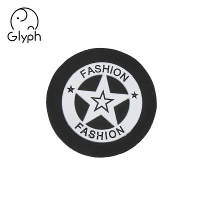 China Viable Hot Selling Custom Round Star Logo Leather Patches For Denim And Jeans for sale