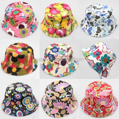 China New Character Fashion Toddler Girls Bucket Hat Flower Patterns Babies Boys Bucket Sun Hat for sale