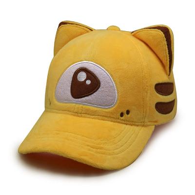 China COMMON cute animal baseball cap winter cartoons kids outdoor flocking warm hats for sale