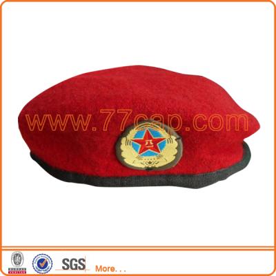 China COMMON High Quality Customized Red Military French Hat Beret Hats for sale