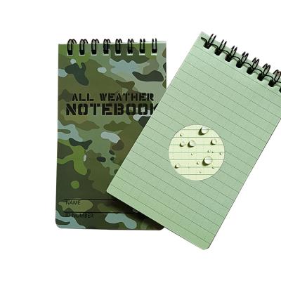 China 100% Customized Premium Spiral Pocket All Weather Notebooks Eco-friendly All Weather Waterproof Notepad Notebook With Camouflage Color for sale