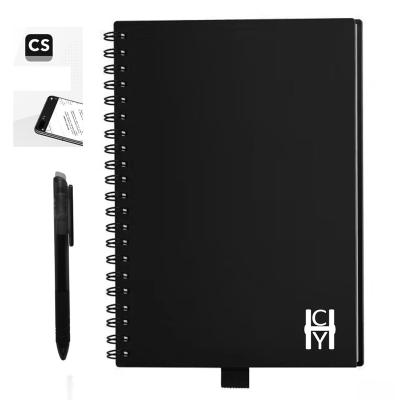 China 100% Eco-Friendly Ready To Ship Black Cover Like Rocketbook Hot Wet Erasable Reusable Notebook With Special Premium Stone Paper Printing for sale