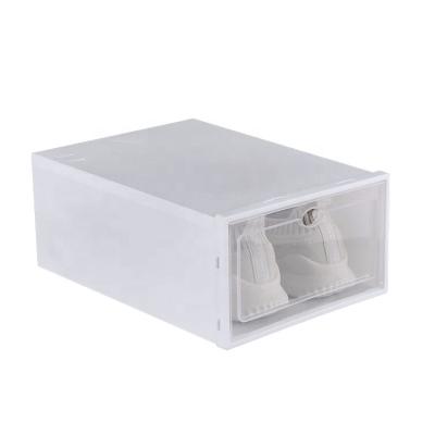 China Plastic Adult Transparent Type Folding Shoe Storage Box Stackable Shoe Box Clamshell Drawer Storage Box for sale