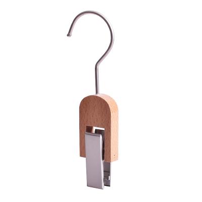 China Hot Sale Clothing Store Anti-Slip Single Clip With Wooden Metal Hook Scarf Hat Hanger for sale