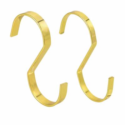 China Retail industry clothing store jeans show black gold hardware 10 cm flat s-shaped hooks hanger for sale