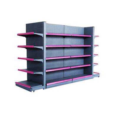 China Direct Selling Double Sided Metal Factory Gray Color Mall Department Store Shelf Supermarket Shelf for sale