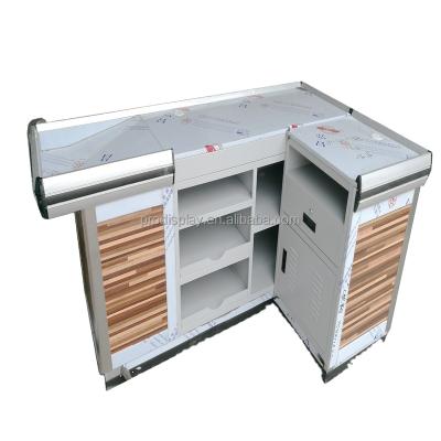 China Environmental Friendly Hot Selling Stainless Steel And Wooden Supermarket Checkout Counter for sale