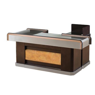 China Supermarket .store luxury set clothing store supermarket checkout counter wooden steel desk for sale