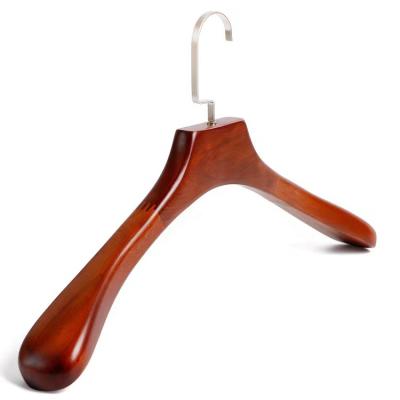 China High Eco-friendly Solid Wooden Non-slip Wooden Coat Hangers Wide Shoulder Clothing Store Hanger For Cloths for sale