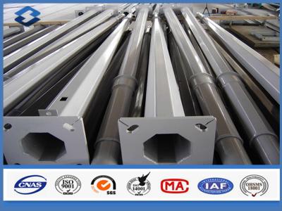 China Octagonal Zinc Galvanized Lighting Steel Pole with Base Plate and Single Arm zu verkaufen