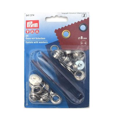 China Prym Nickel Free 541374 Silver Curtain Garment Eyelets with 8mm Gaskets Pack of 24 for Laces and Crafts for sale