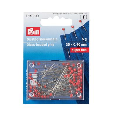 China Iron Resistant Prym Quilting Tools Sewing Pins Red Glass Headed Straight Pins Quilting Pins For Craft In 5g Per Box for sale