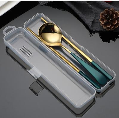 China New product viable 2 in 1 reusable portable flatware fork and spoon chopsticks travel cutlery set with case for sale