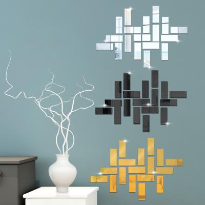 China Decorative WALL STICKER 18 Square Aluminum Wall Stickers Self Adhesive Mirror Furniture Films Custom Sliver Aluminum Frameless Mirror for sale