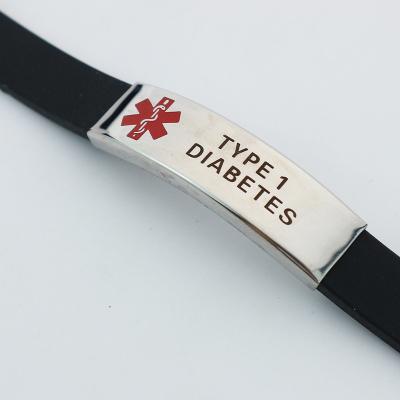 China Custom Medical Vigilant Wristbands Sports ID Logo Id Plate Silicone Wristband High Quality Wristband for sale