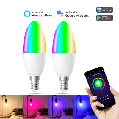 China Hot Sale LANDSCAPE RGBCCT C38 Color Changing Music Control Multi Modes E14 5W Smart Wifi Led Canlde Light Bulb for sale