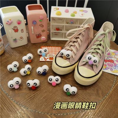 China Cute Cartoon Shoe Buckle Shoes Charms DIY Designer Lovely Eyes Sneaker Lace Charms Creative Canvas Shoe Accessories For Girls Gift for sale