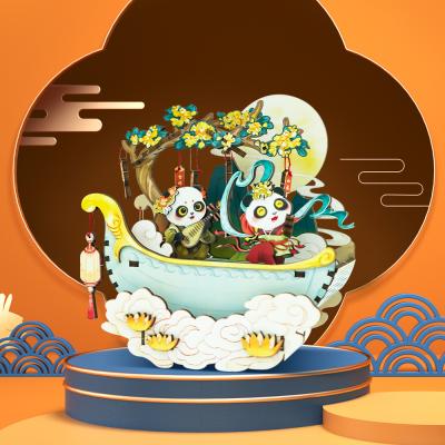 China Flora Beauty Wholesale Custom Musical Toy Wind Up Music Box Wooden Instruments with Crank Operated for sale