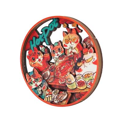 China China Qintrack Wall Decorations For Home Original Design 3D Chinese Style Cartoon Fridge Magnet Sticker for sale