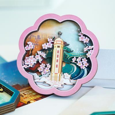 China Hot Selling Custom Decorative City Sticker Fridge Magnets 3d DIY Paper Craft Fridge Magnet For Fridge for sale