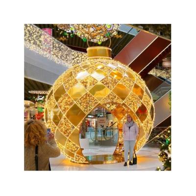 China Commercial Use Outdoor Christmas Giant Led Ball Lights Gold Ball Lights for sale