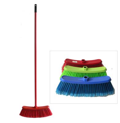 China Home Indoor And Outdoor Metal Stick Cleaning Broom , Straight Plastic Broom With Long Wooden Stick for sale