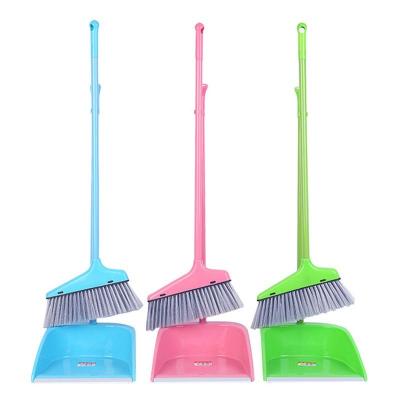 China HQ8066 Hair Soft Home PP+PET+Iron Broom Handle PP Broom and Dustpan Indoor Cleaning Set for sale